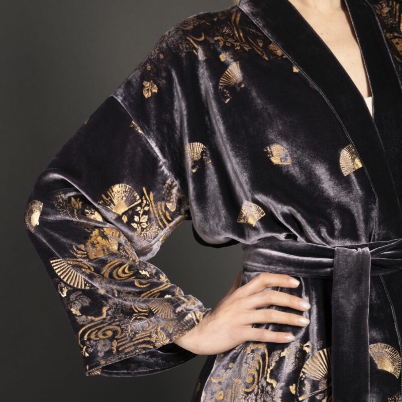 Isabel | Printed velvet Kimono Coat