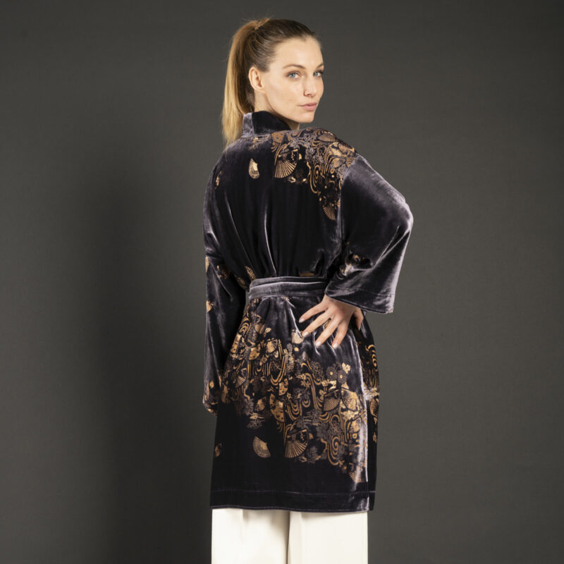 Isabel | Printed velvet Kimono Coat