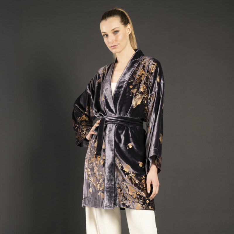 Isabel | Printed velvet Kimono Coat